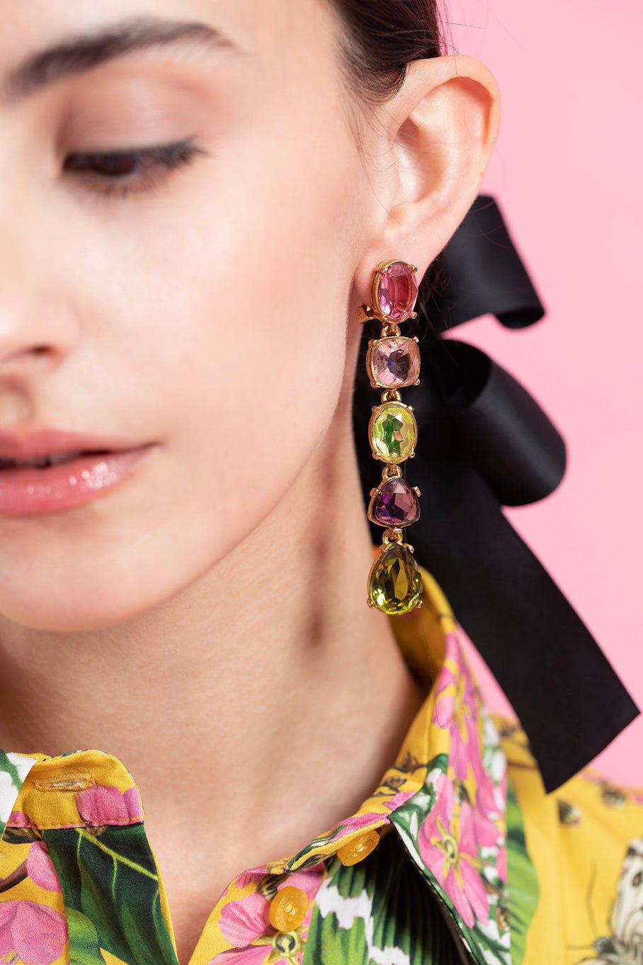 OSCAR DE LA RENTA-Gallery Clip On Earring-MULTI