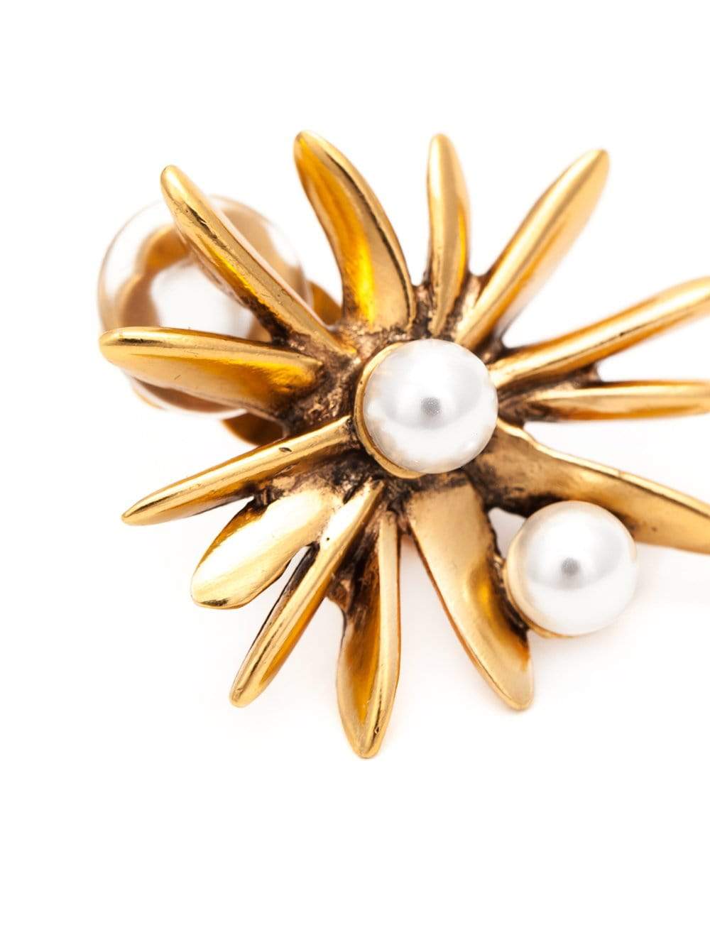 OSCAR DE LA RENTA-Starburst Button Clip Earrings-PRL/GLD