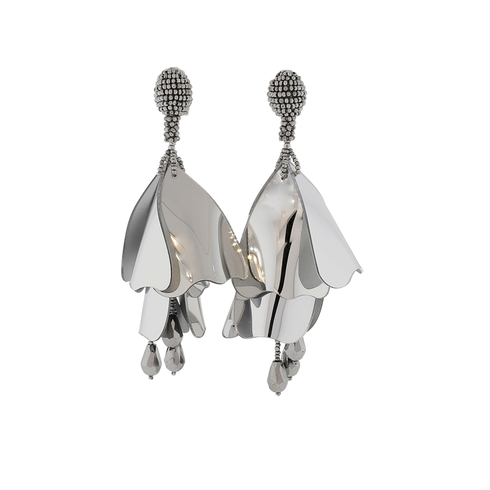 OSCAR DE LA RENTA-Impatiens Flower Earrings-SILVER