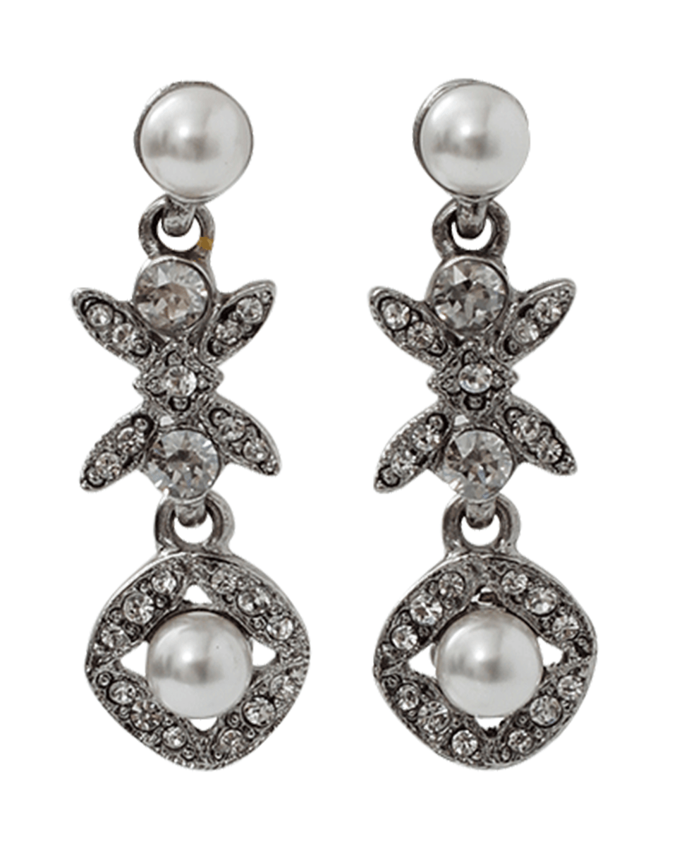 OSCAR DE LA RENTA-Lattice Pearl Drop Earrings-SILVER