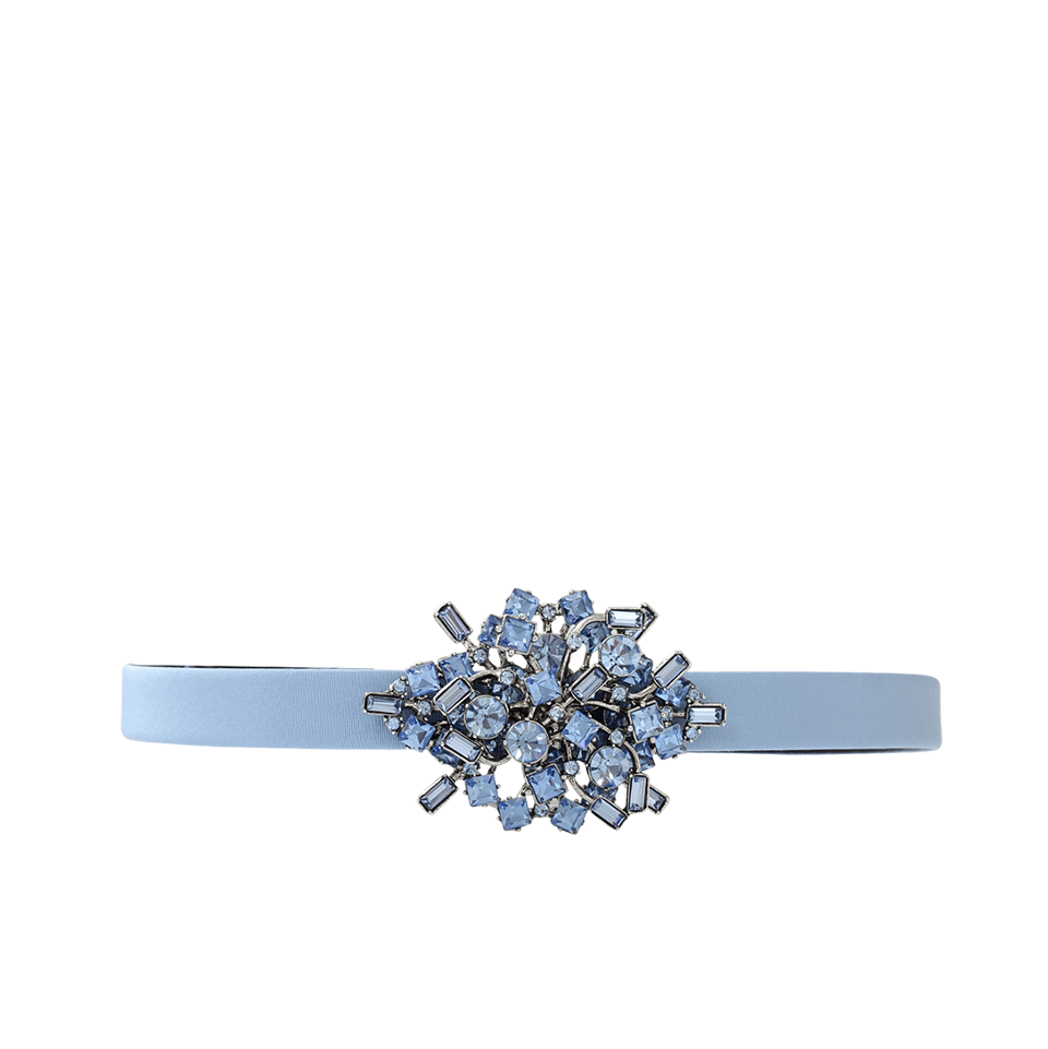 OSCAR DE LA RENTA-Skinny Faille Belt With Jewel Buckle-WDGWOOD