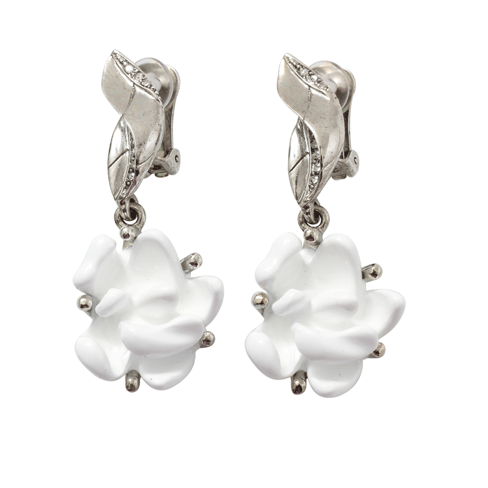 OSCAR DE LA RENTA-Resin Flower Earrings-WHITE