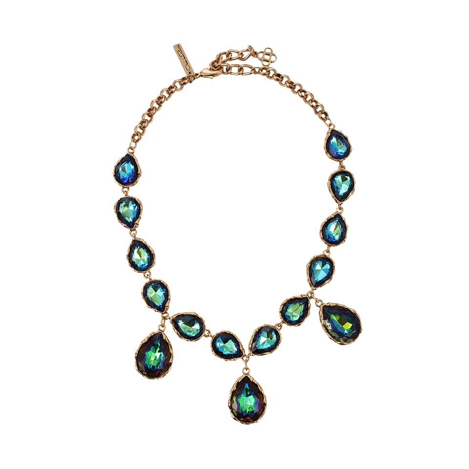 OSCAR DE LA RENTA-Large Crystal Teardrop Necklace-INDIGO