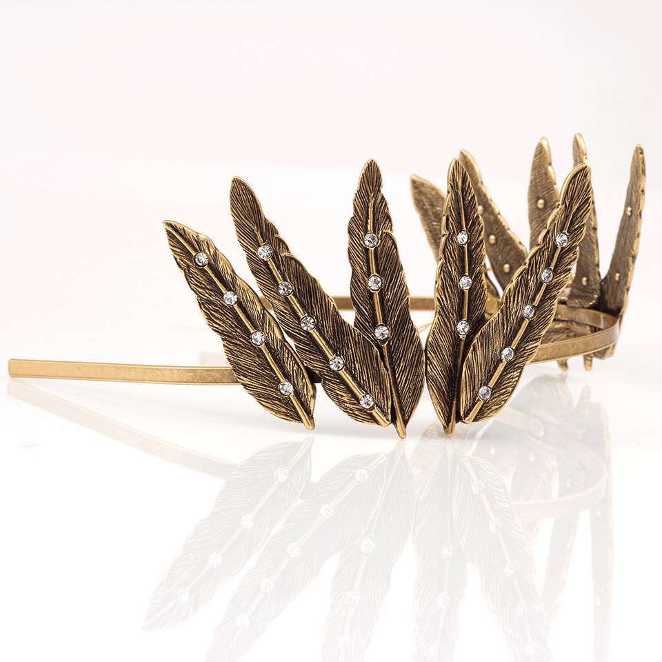 OSCAR DE LA RENTA-Feather Tiara-RUSS GLD