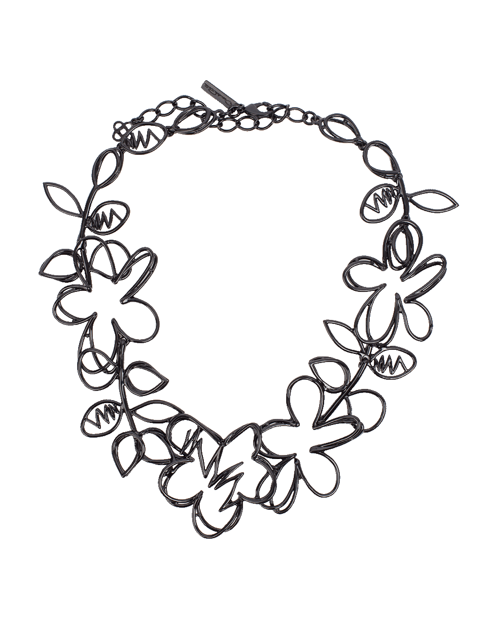 OSCAR DE LA RENTA-Botanical Scribble Necklace-BLACK