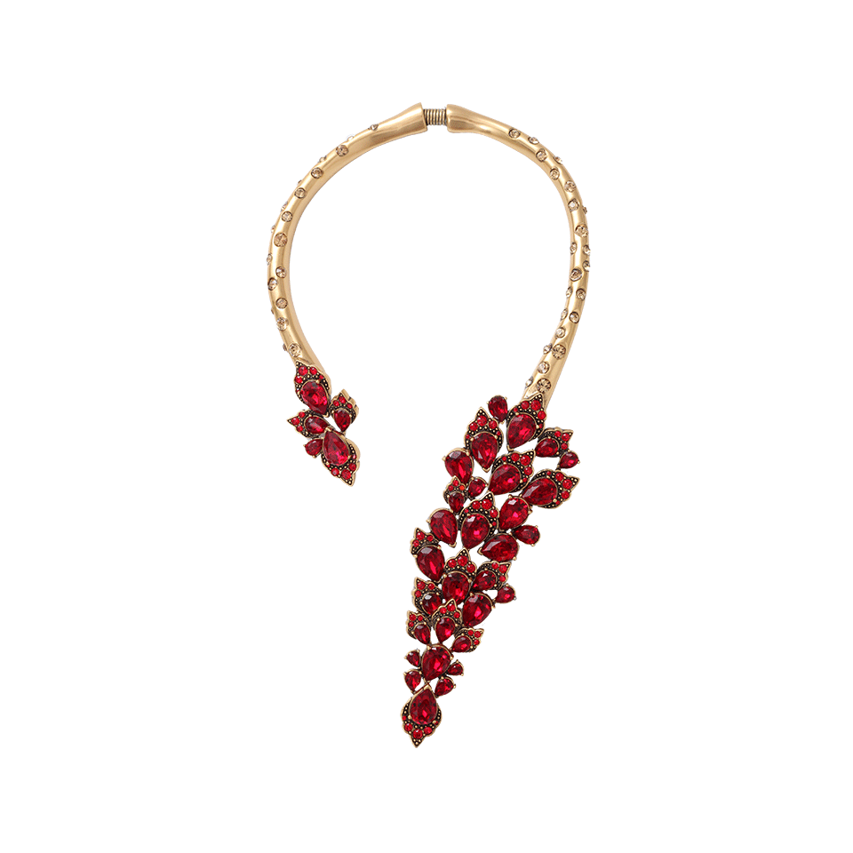 OSCAR DE LA RENTA-Open Front Jeweled Necklace-CARDINAL