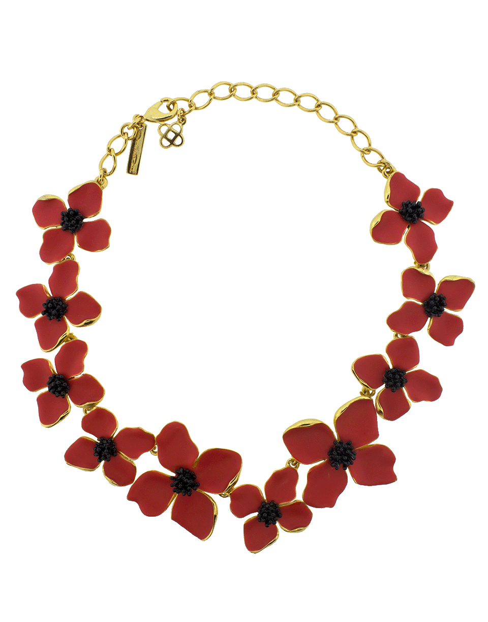 OSCAR DE LA RENTA-Painted Flower Necklace-CAYENNE