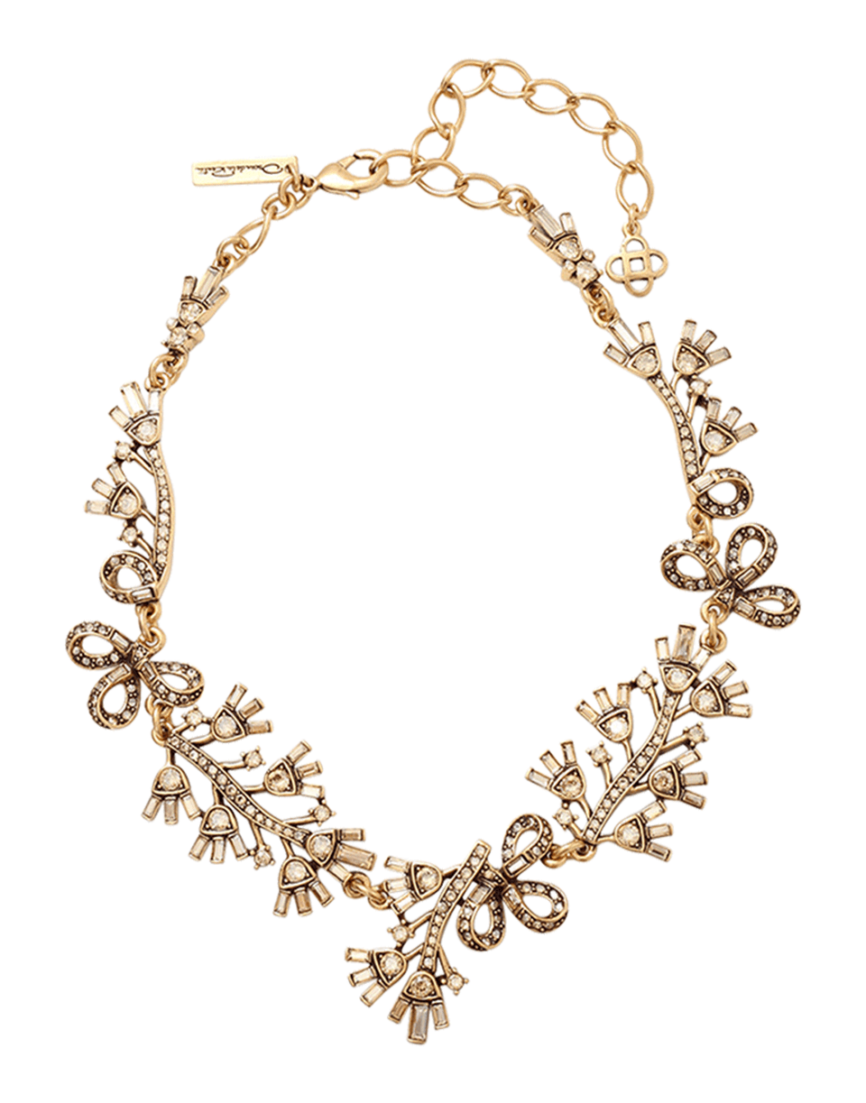 OSCAR DE LA RENTA-Floral Baguette Necklace-CRYS/GLD