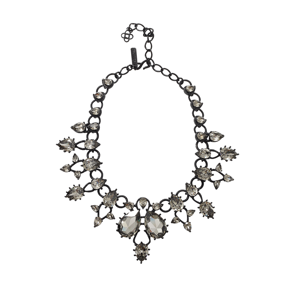 OSCAR DE LA RENTA-Pear Stone Necklace-CRYS/GLD