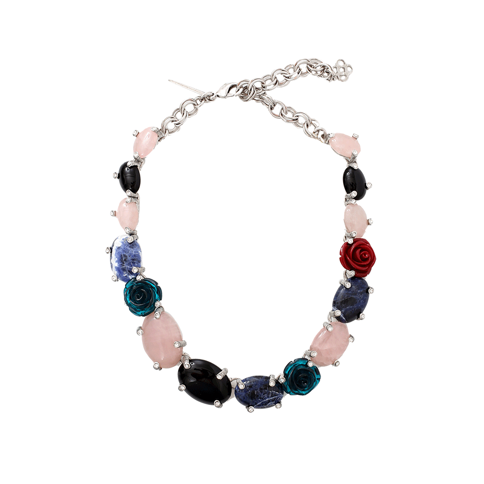 OSCAR DE LA RENTA-Rose Necklace-SLVR/MLT