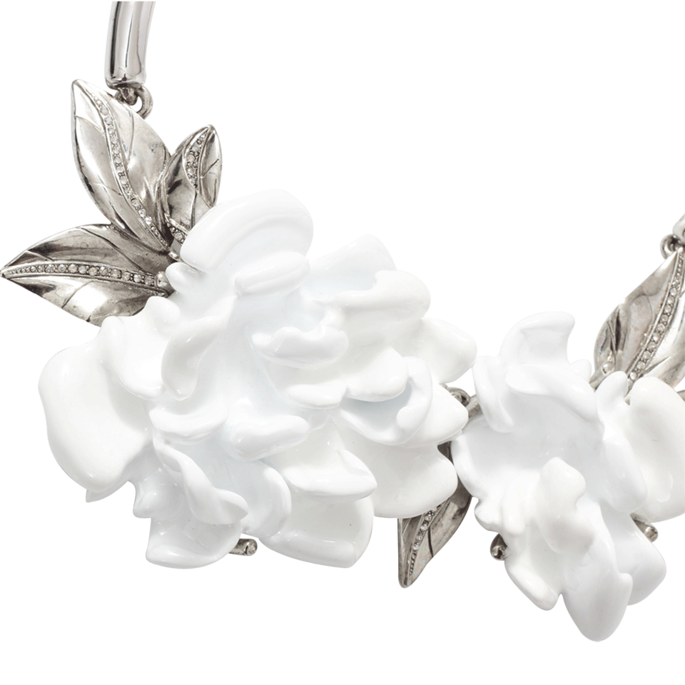 OSCAR DE LA RENTA-Resin Flower Necklace-WHITE