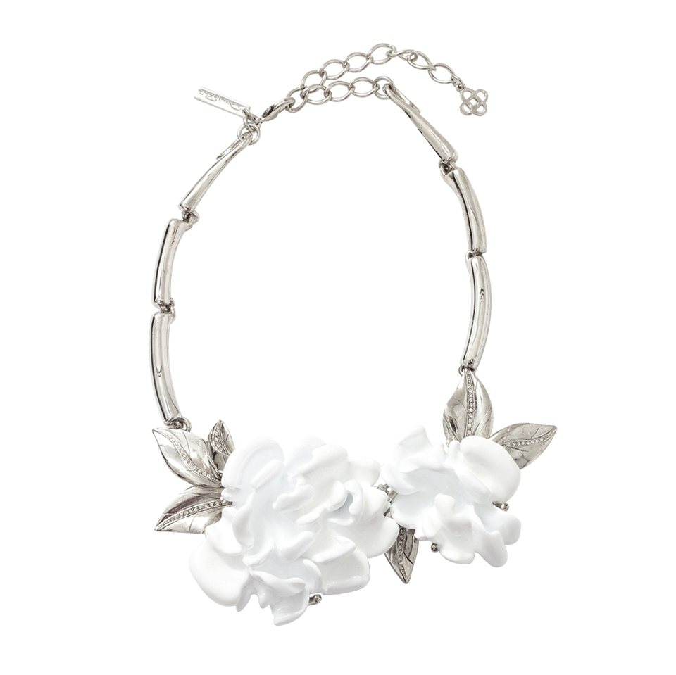 OSCAR DE LA RENTA-Resin Flower Necklace-WHITE