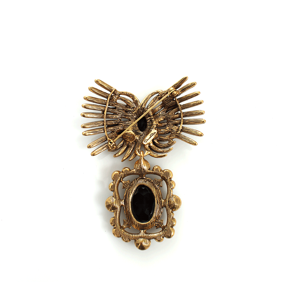 OSCAR DE LA RENTA-Pear Cut Crystal Brooch-BLACK
