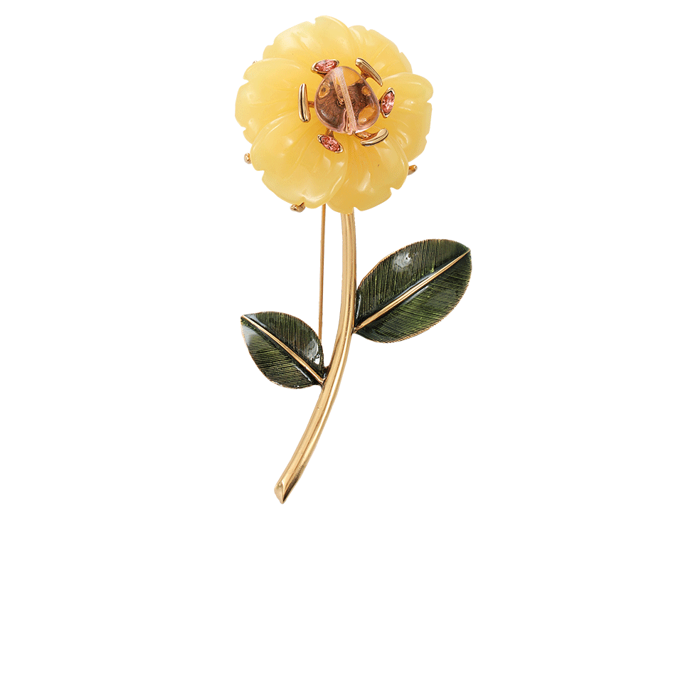 OSCAR DE LA RENTA-Peony Resin Brooch-CANARY