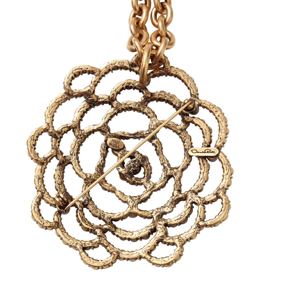 OSCAR DE LA RENTA-Flower Brooch Necklace-CLARET