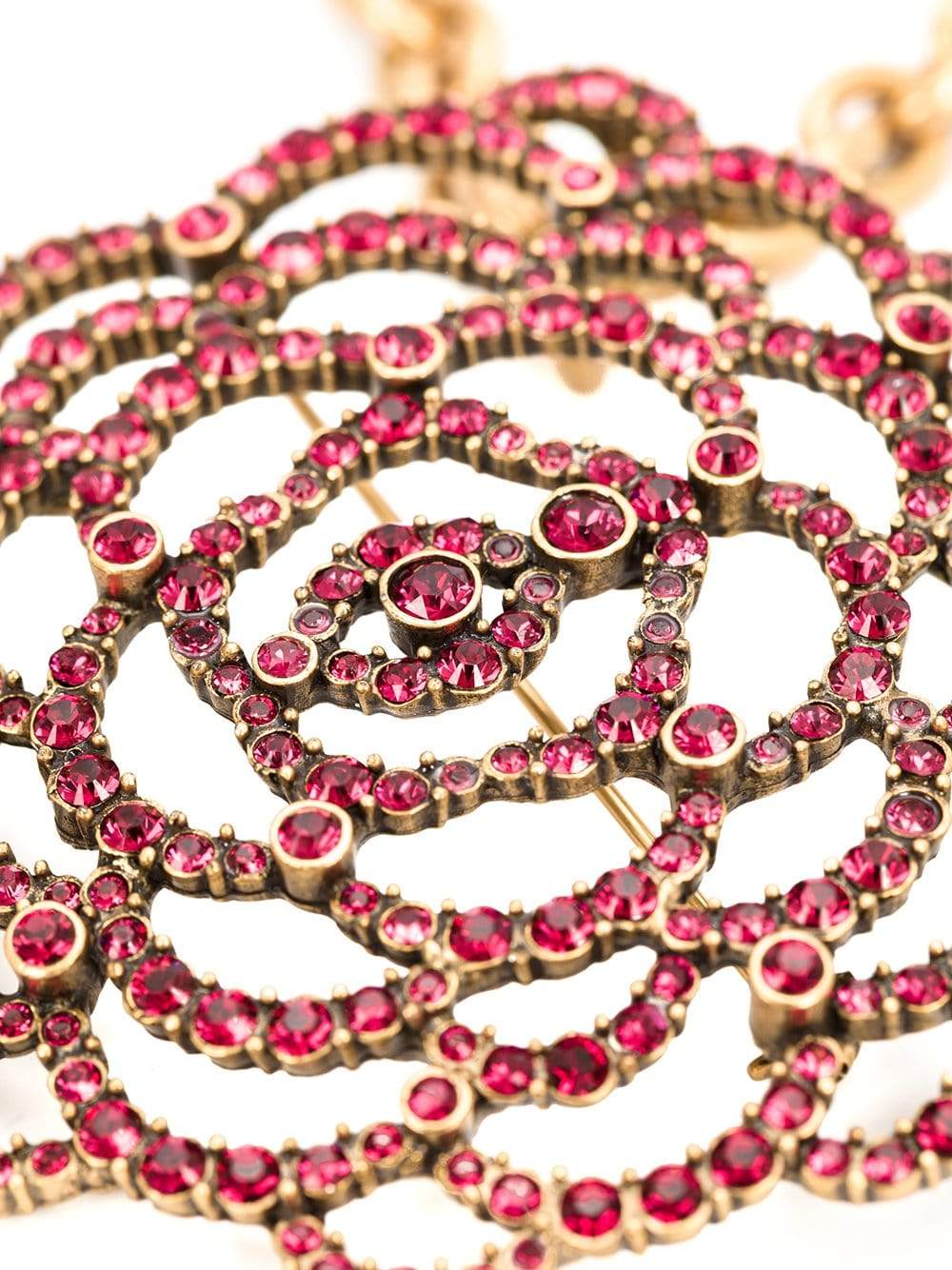 OSCAR DE LA RENTA-Flower Brooch Necklace-CLARET