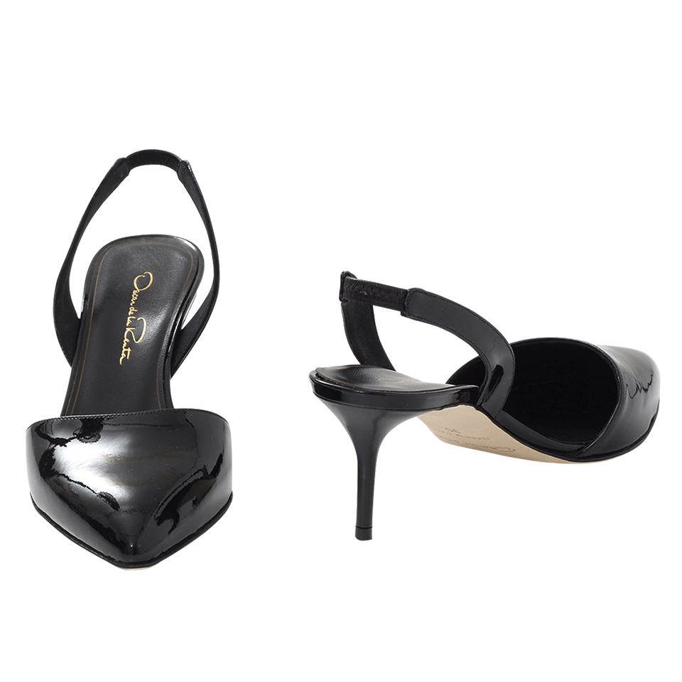OSCAR DE LA RENTA-Pamie Patent Leather Slingback-