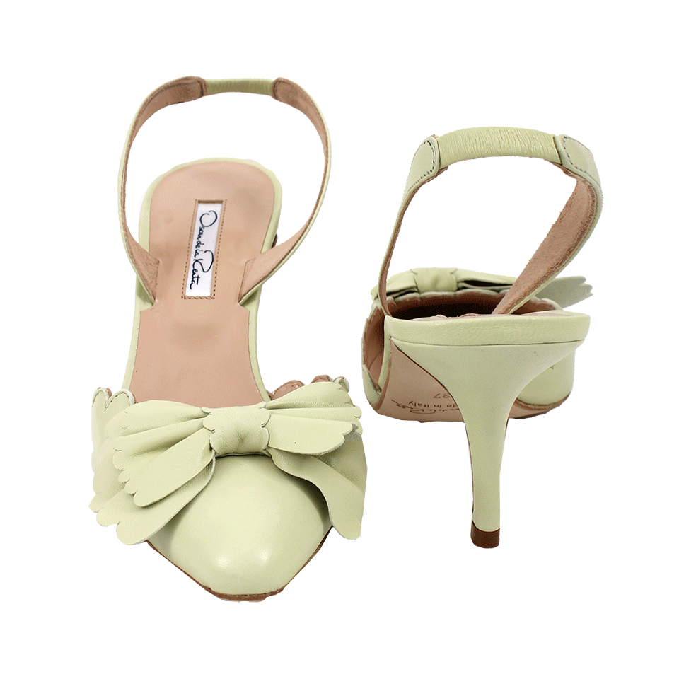 OSCAR DE LA RENTA-Bow Scallop Trim Slingback-