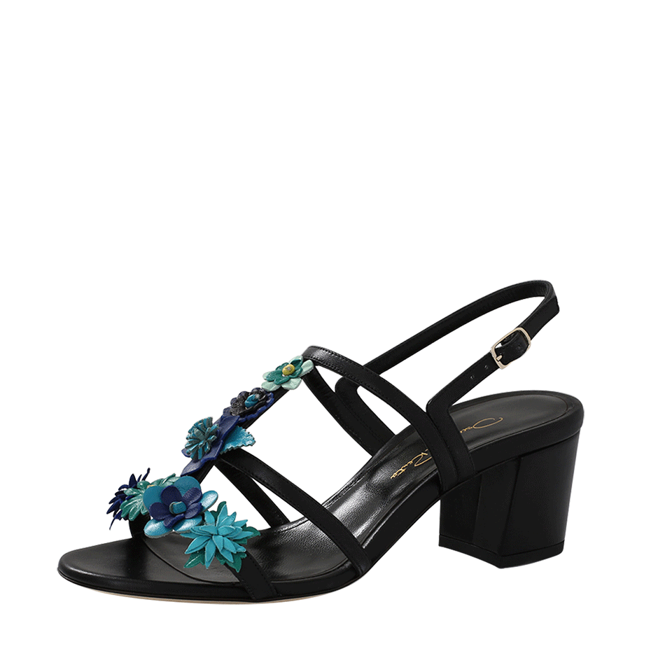 OSCAR DE LA RENTA-Page Nappa Blue Flower Sandal-