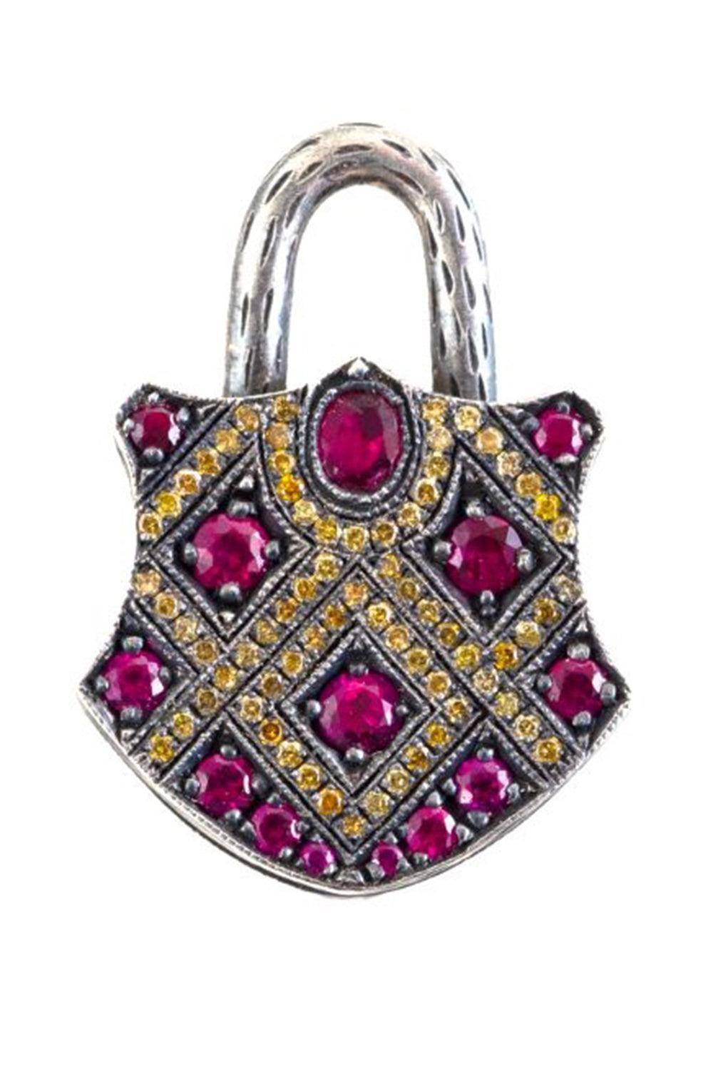 Ruby Diamond Medium Padlock Pendant-YELLOW GOLD-JEWELRYFINE JEWELPENDANT-SEVAN BICAKCI