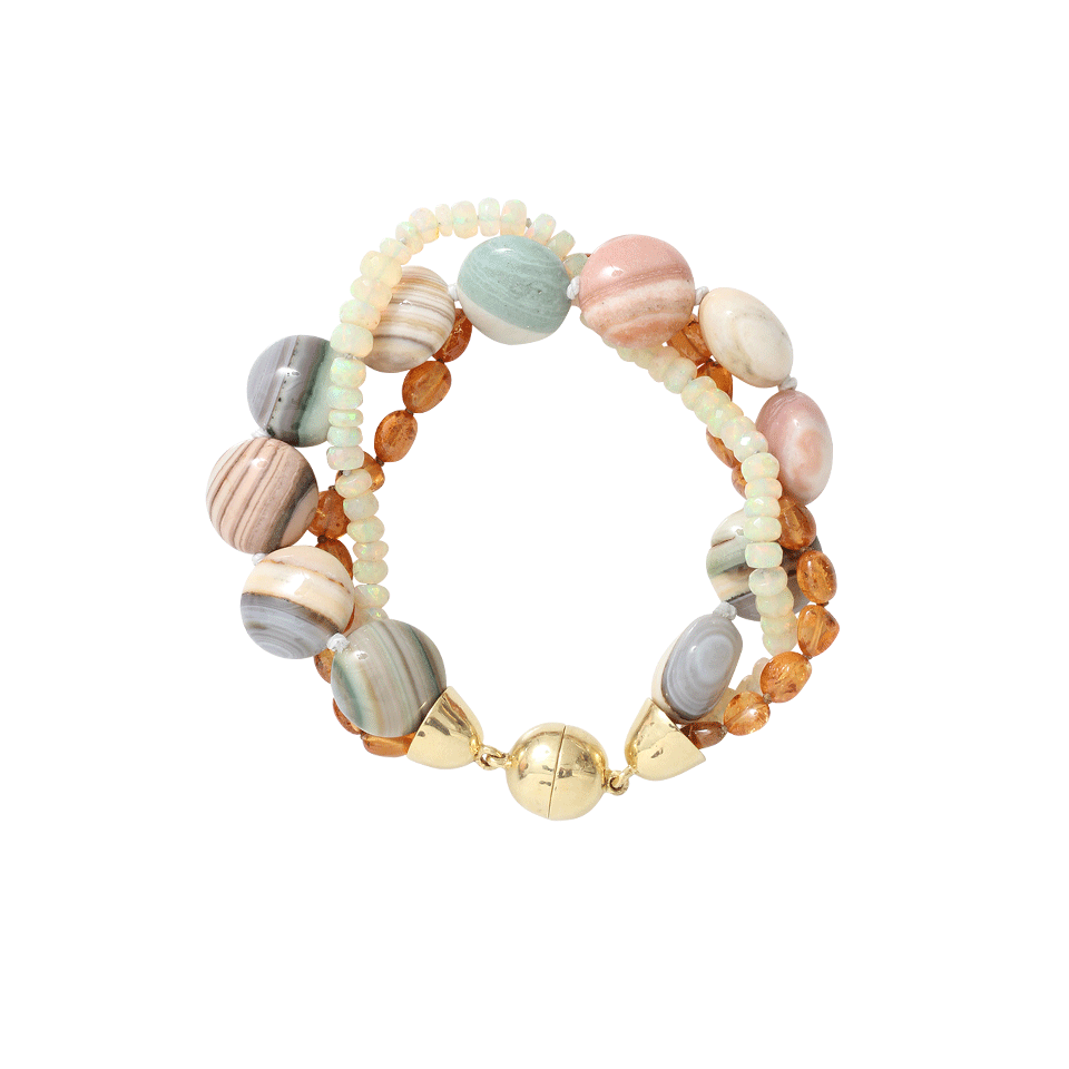 PAMELA HUIZENGA-Saturn Chalcedony And Opal Bracelet-YELLOW GOLD