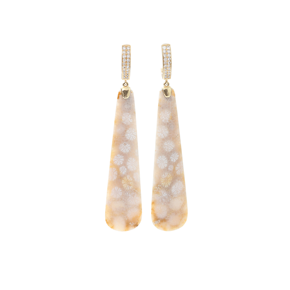 PAMELA HUIZENGA-Fossilized Coral Earrings-YELLOW GOLD