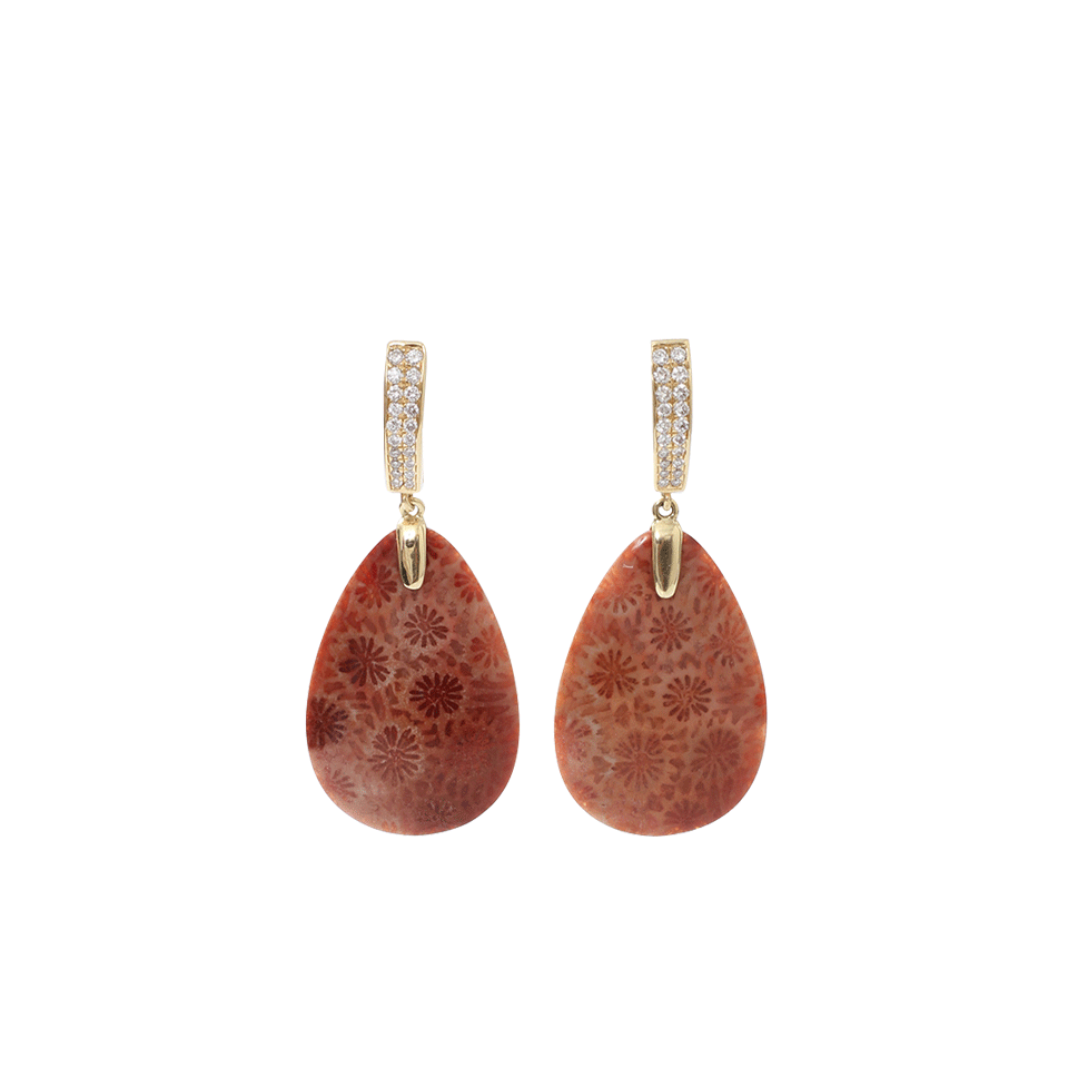 PAMELA HUIZENGA-Fossilized Coral Earrings-YELLOW GOLD