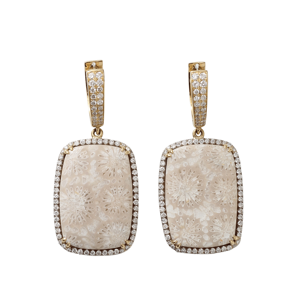PAMELA HUIZENGA-Fossilized Coral Earrings-YELLOW GOLD