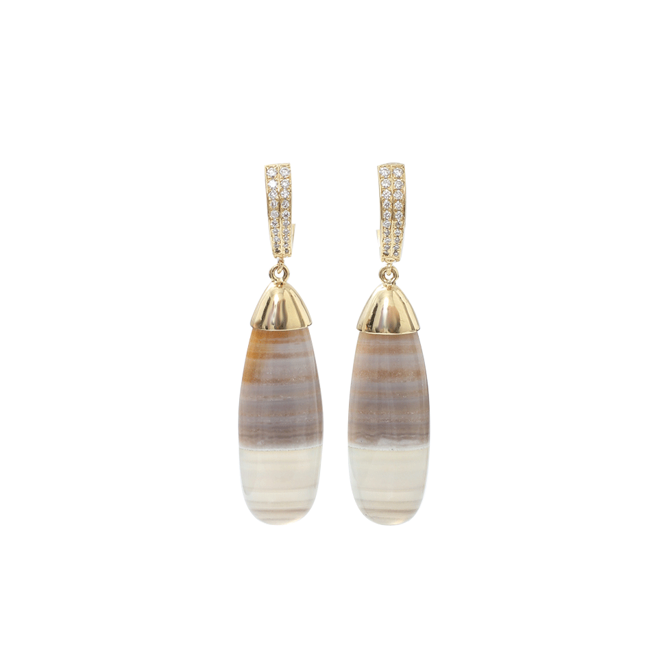 PAMELA HUIZENGA-Saturn Chalcedony Earrings-YELLOW GOLD