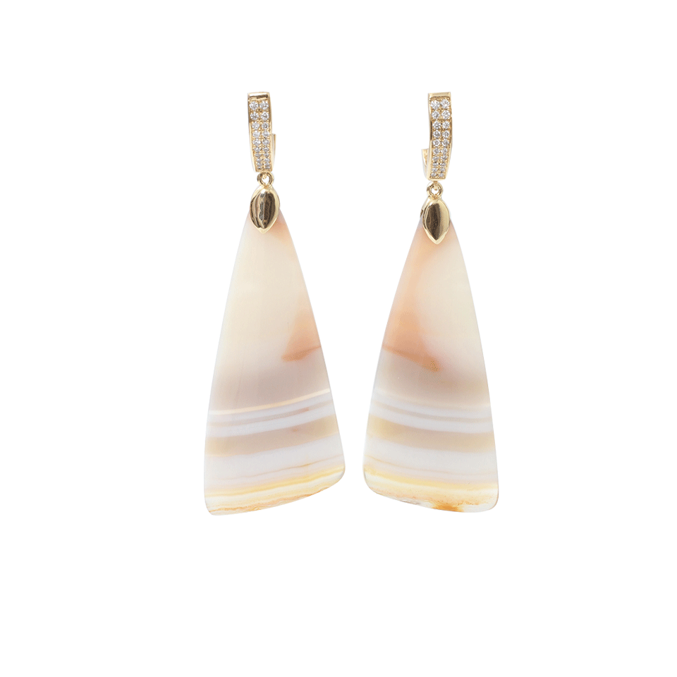 PAMELA HUIZENGA-Stripe Agate Earrings-YELLOW GOLD