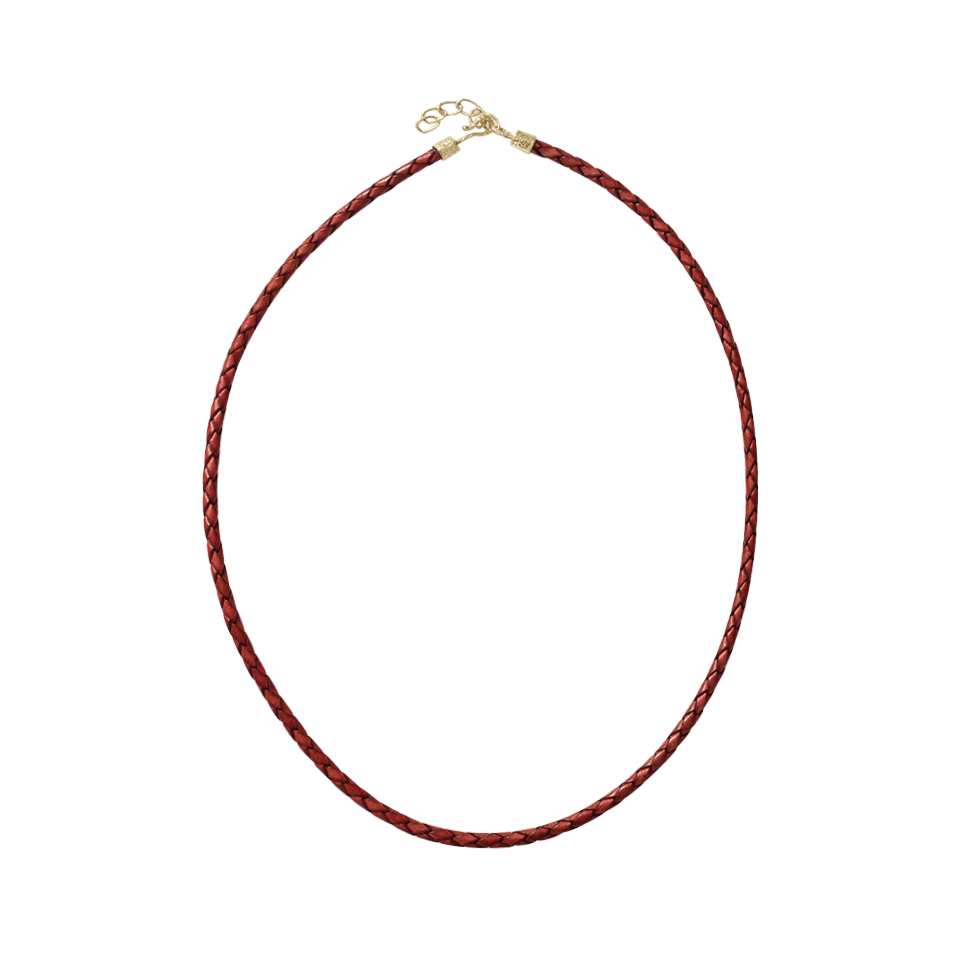 PAMELA HUIZENGA-Braided Leather Necklace-YELLOW GOLD