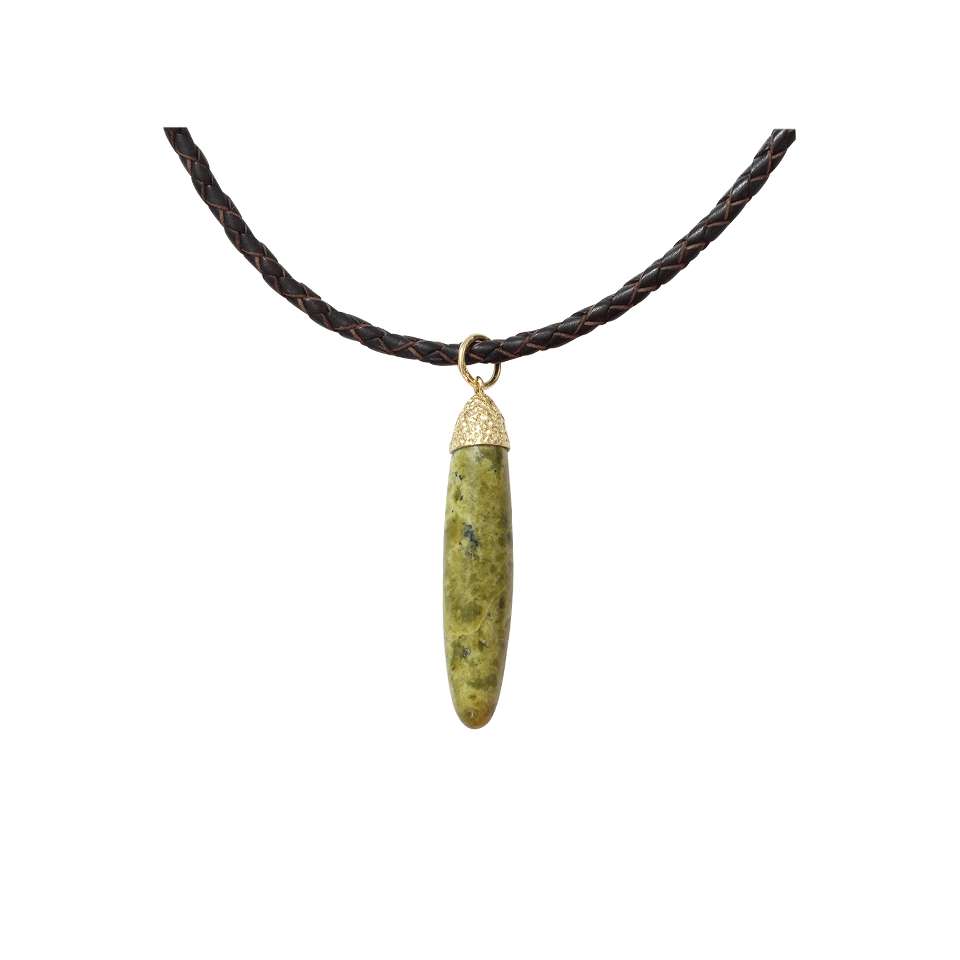 PAMELA HUIZENGA-Green Apple Serpentine Pendant-YELLOW GOLD