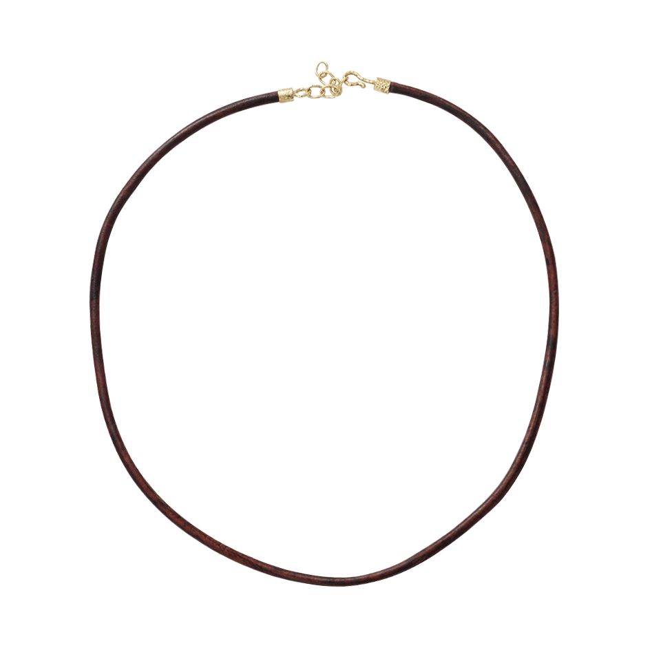 PAMELA HUIZENGA-Short Leather Necklace-YELLOW GOLD