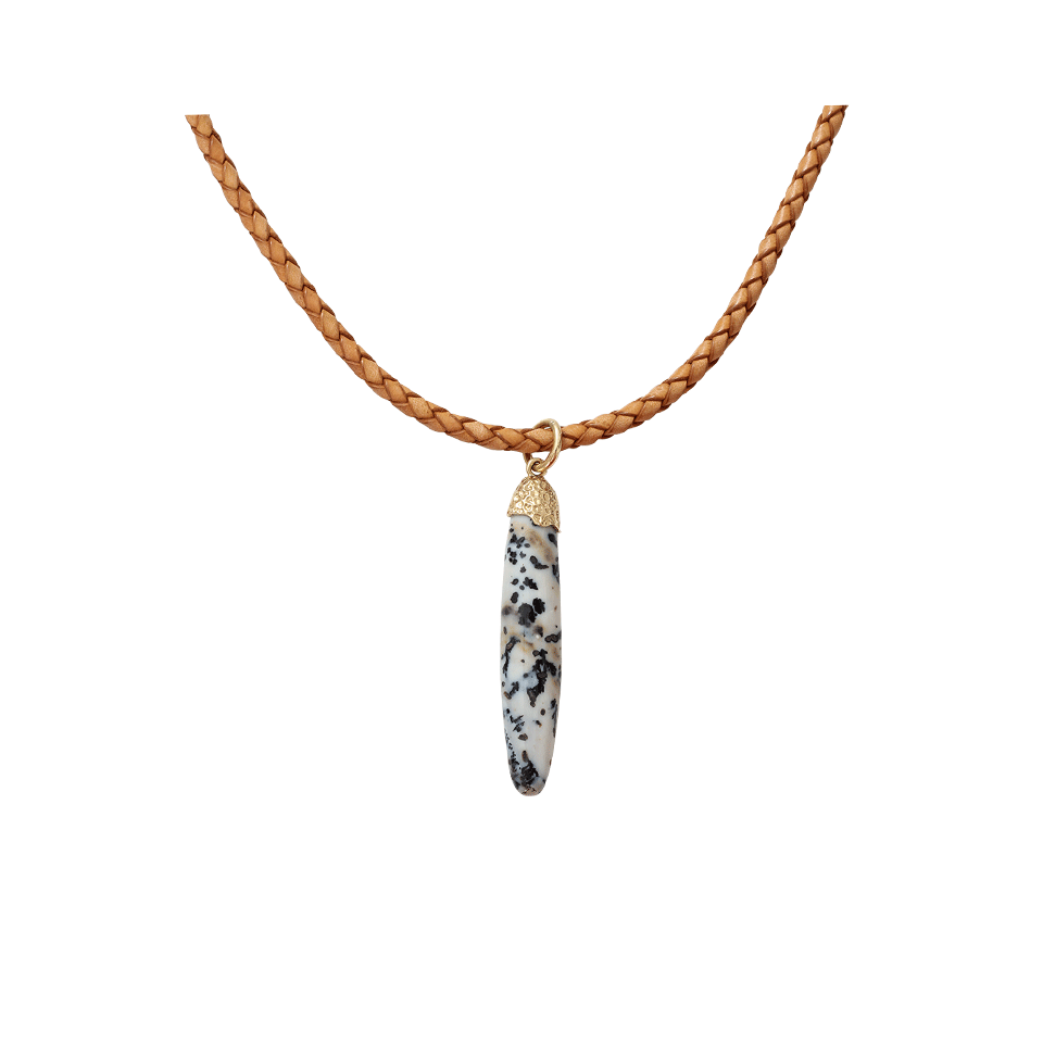 PAMELA HUIZENGA-Speckled Agate Pendant-YELLOW GOLD