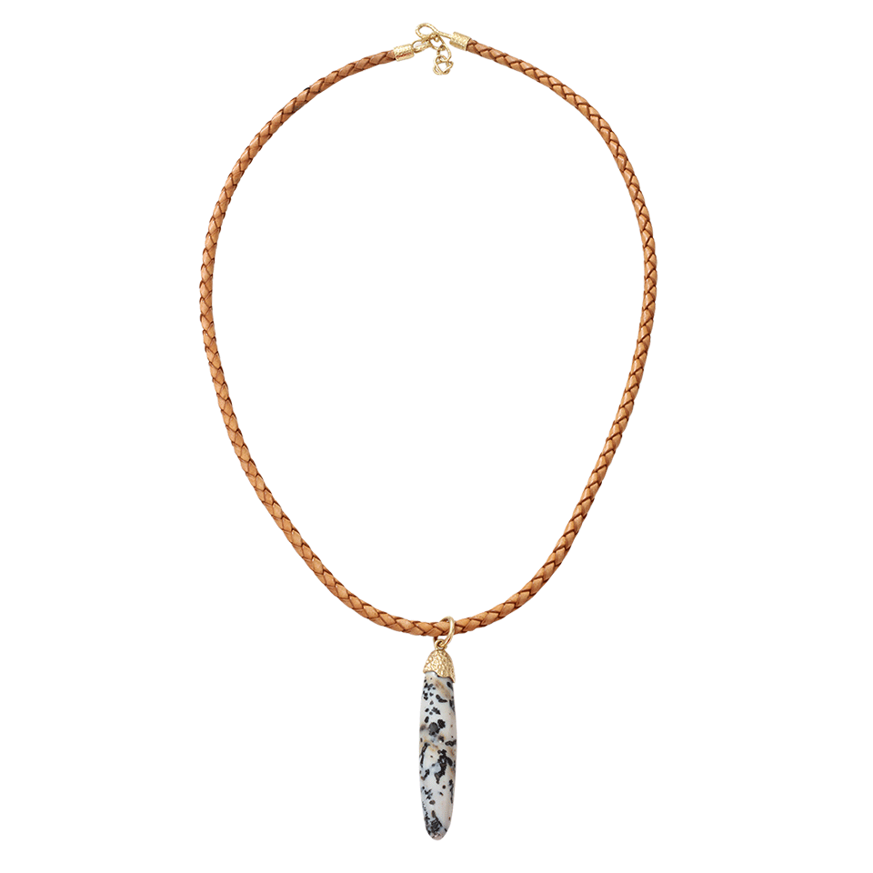 PAMELA HUIZENGA-Speckled Agate Pendant-YELLOW GOLD