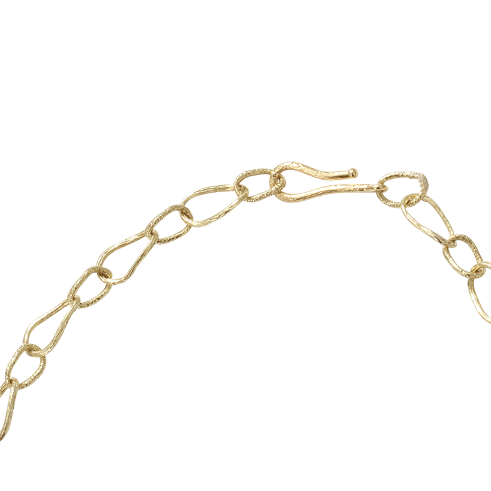 PAMELA HUIZENGA-Textured Chain Link Necklace-YELLOW GOLD