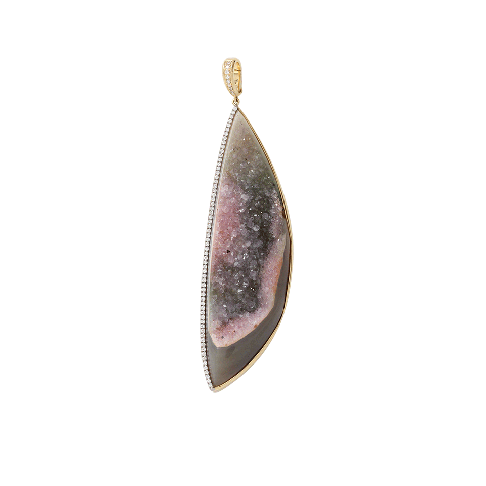 PAMELA HUIZENGA-Large Druzy Agate Pendant-YELLOW GOLD