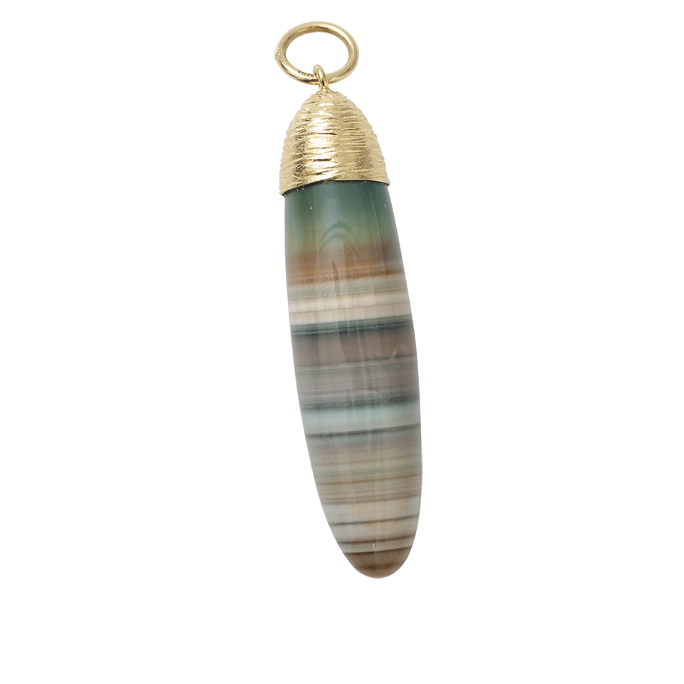 PAMELA HUIZENGA-Small Saturn Chalcedony Pendant-YELLOW GOLD