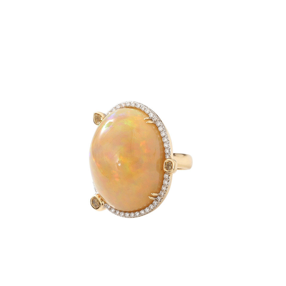 PAMELA HUIZENGA-Ethiopian Opal And Diamond Ring-YELLOW GOLD