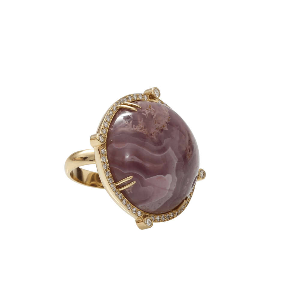 PAMELA HUIZENGA-Purple Agate Ring-YELLOW GOLD