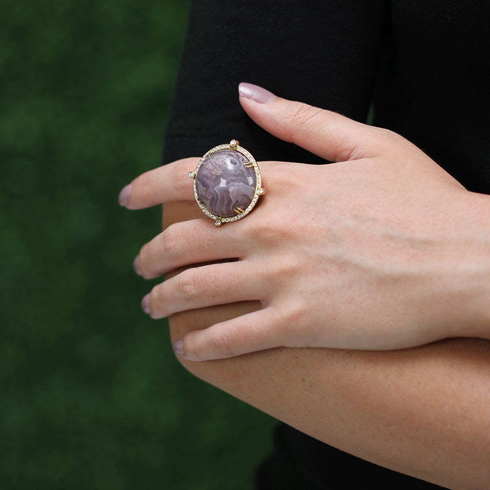 PAMELA HUIZENGA-Purple Agate Ring-YELLOW GOLD