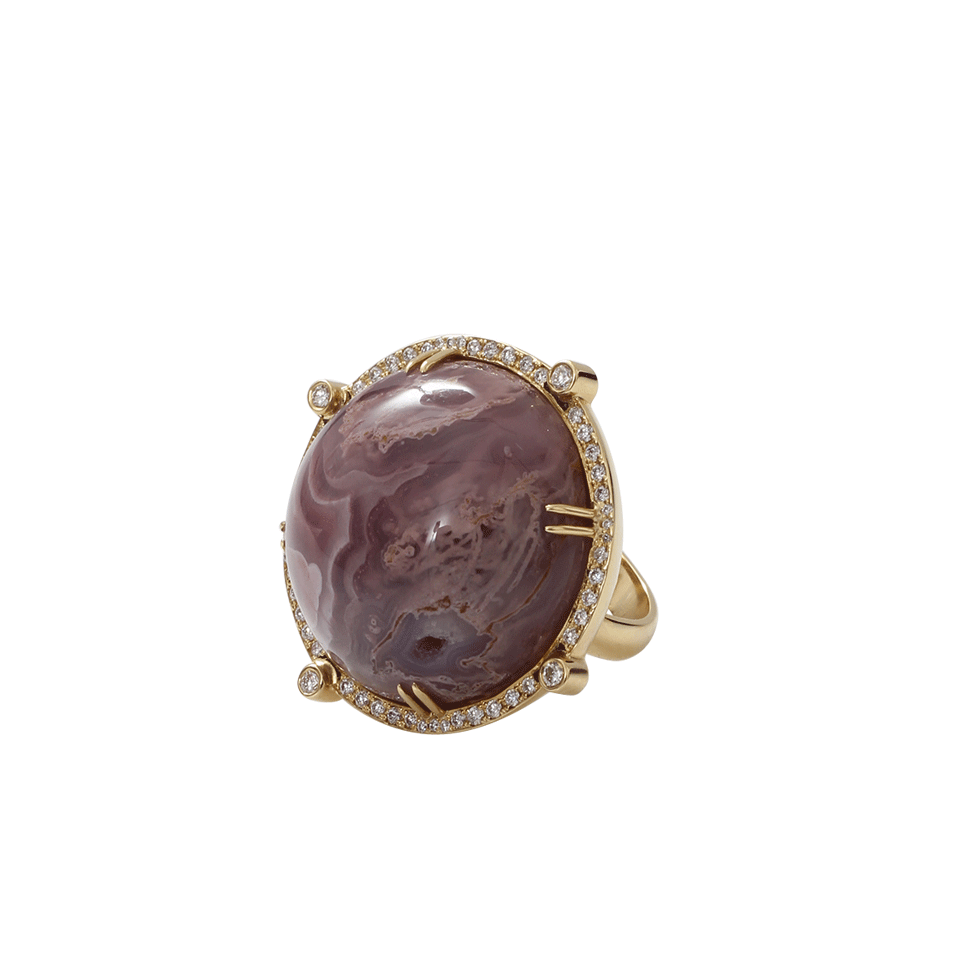 PAMELA HUIZENGA-Purple Agate Ring-YELLOW GOLD