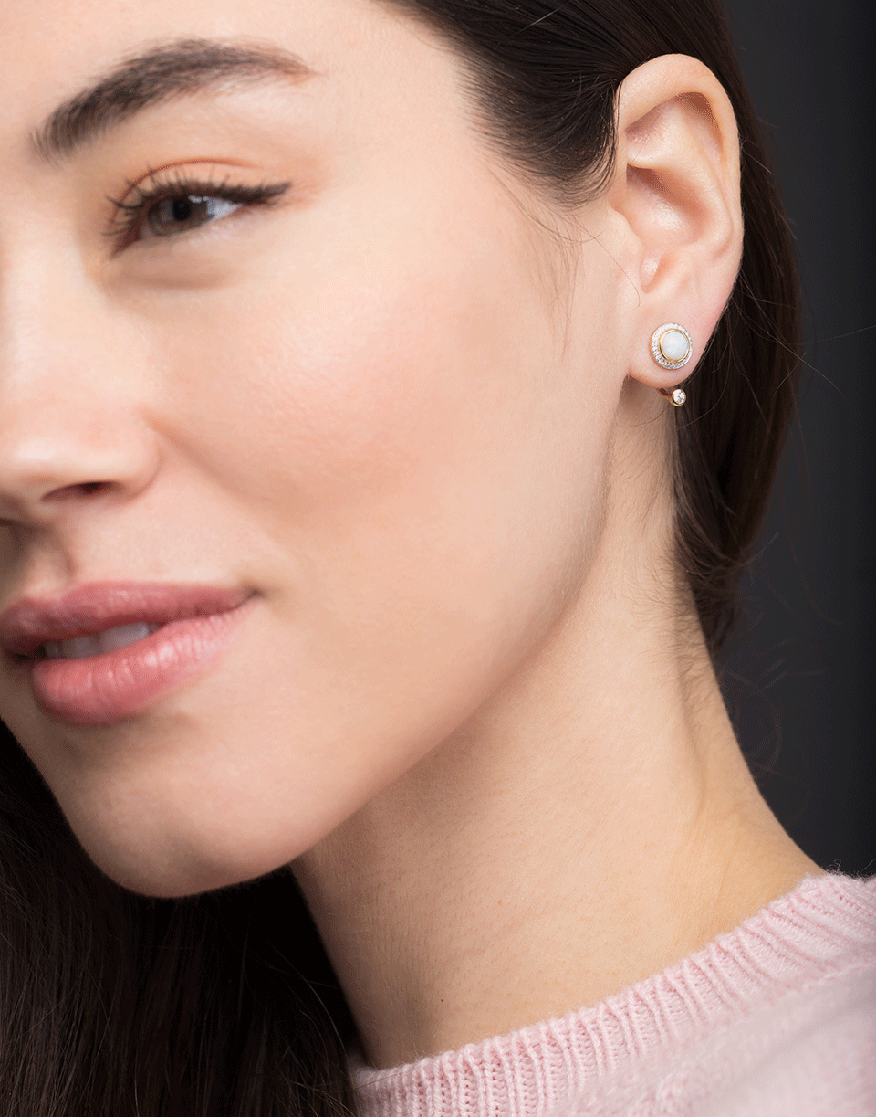 PAMELA LOVE-Cabochon Opal and Diamond Gravitation Earrings-ROSE GOLD