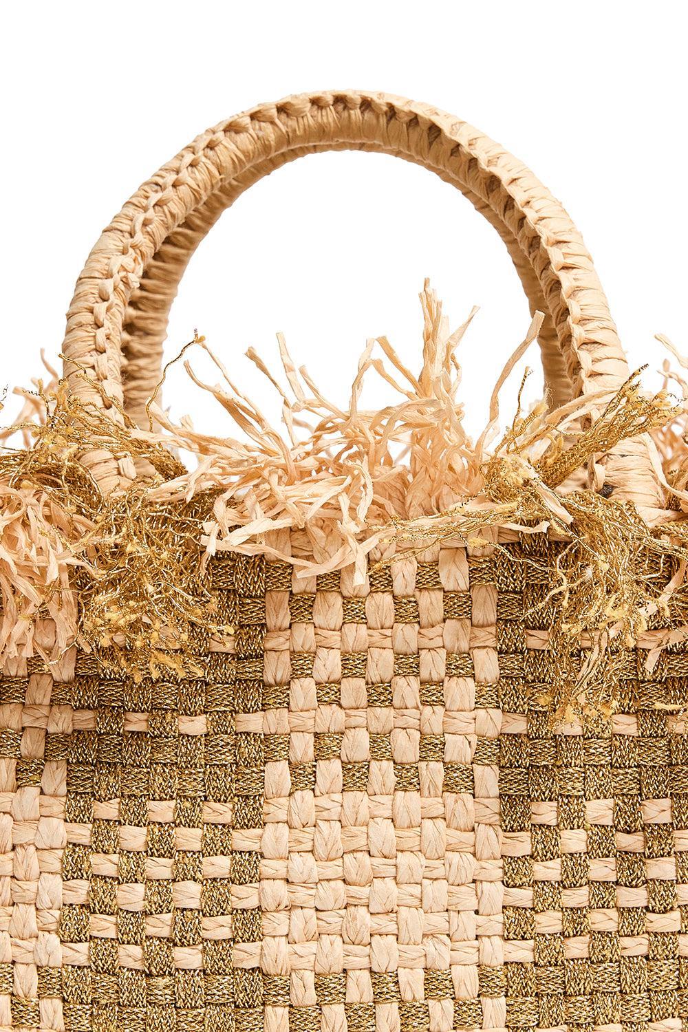 Check Mate Bag - Brushed Gold-BROWN-HANDBAGTOP HANDLE-PAMELA MUNSON