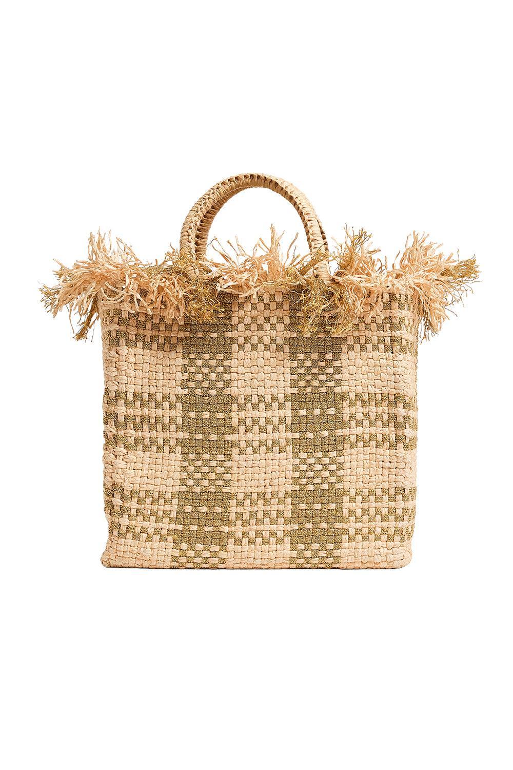 Check Mate Bag - Brushed Gold-BROWN-HANDBAGTOP HANDLE-PAMELA MUNSON