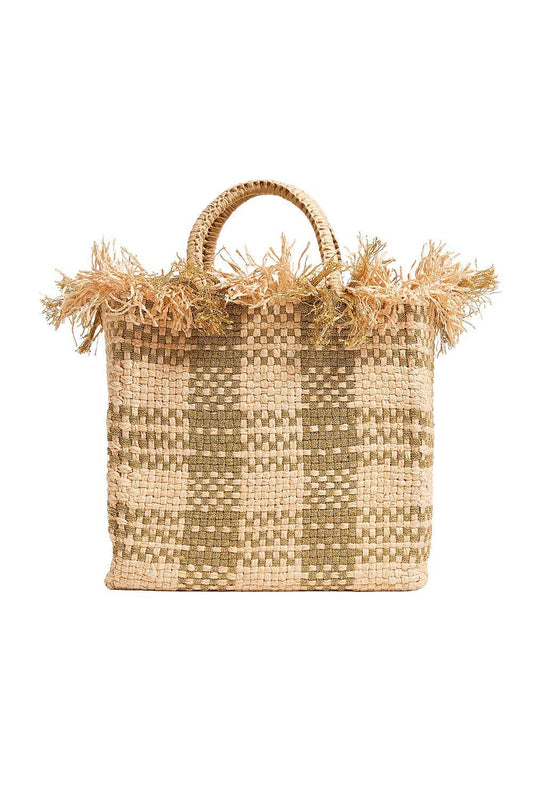 Check Mate Bag - Brushed Gold-BROWN-HANDBAGTOP HANDLE-PAMELA MUNSON