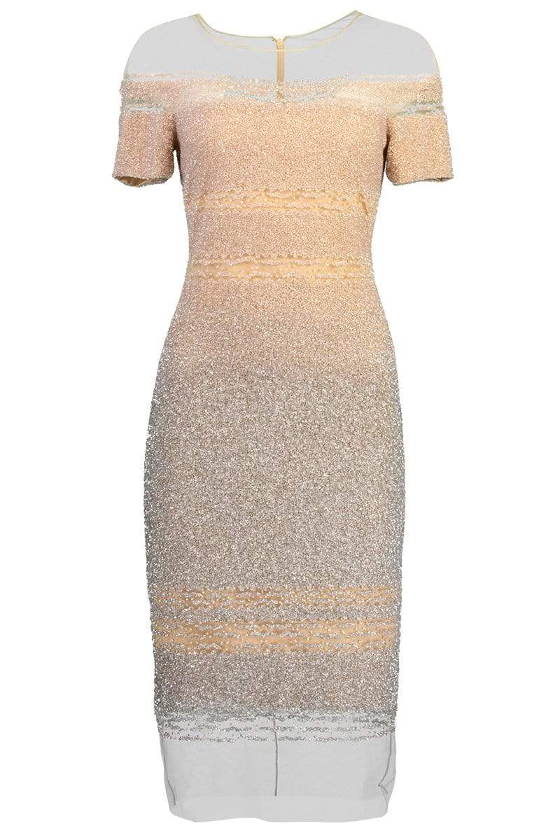 PAMELLA ROLAND-Signature Sequin Cocktail Dress - Blush Silver-