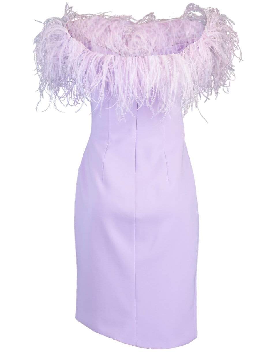 PAMELLA ROLAND-Off Shoulder Feather Cocktail Dress-