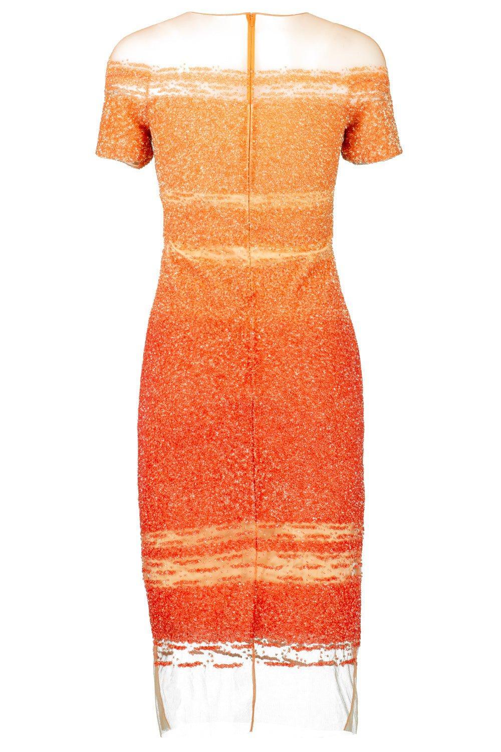PAMELLA ROLAND-Signature Sequin Cocktail Dress - Dark Poppy-