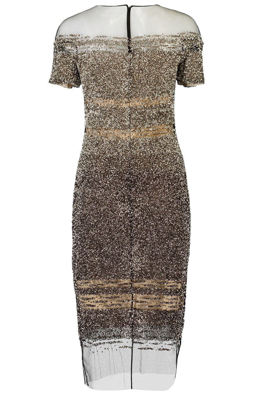 PAMELLA ROLAND-Signature Sequin Cocktail Dress - Smoke Bronze-